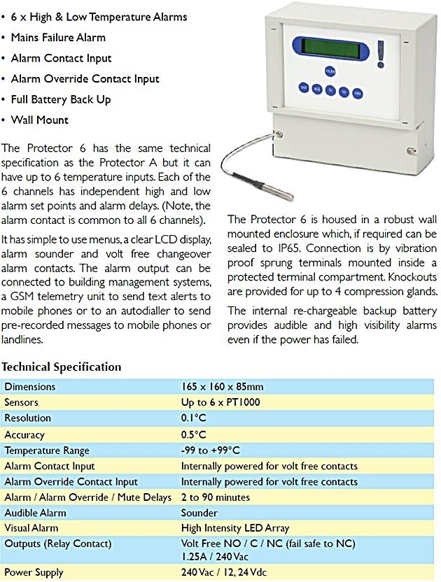 6 channel temperature alarm